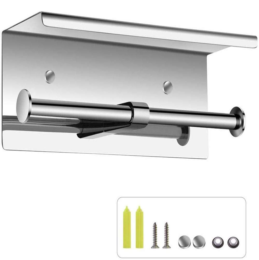 XYNSNDB Portarotolo Doppio per Carta igienica con ripiano a Parete Portarotolo in Acciaio Inossidabile SUS 304 Accessori da Bagno lucidati a Specchio per Cucina Camera da Letto Bagno Viti Incluse