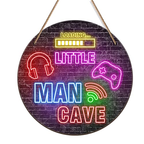 Little Man Cave Sign, Boys Teenage Room Hanging Wall Art Decoration,...