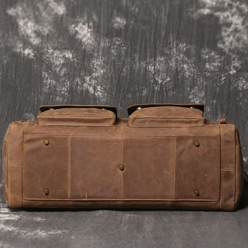 Men's Brown Handbag Short Distance Business Travel Bag Single Shoulder Strap Cowhide Material