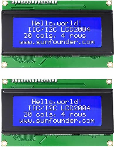 Image of SunFounder 2 Pack LCD 2004 Displays Characters of 4 Rows with 20 Characters in Each, 2PCS 2004 LCD Displays (I2C NOT Included)