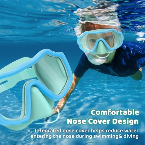 Vvinca 2 Pack Kids Swim Goggles with Nose Cover for Boys Girls 3-15, Anti Fog Diving Mask with Shatterproof Safety Lens for Toddler, Waterproof Swimming Goggles Value Set for Beach & Pool Beach by Vvinca - Used condition - Image 4