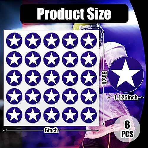 Image of Leinuosen Helmet Stickers Football Baseball Helmet Decals 1-1 /8 Inch Vinyl Sports Football Decals Self Adhesive Hockey Stickers for Hockey, Lacrosse, Batting(Blue Print White,Star)
