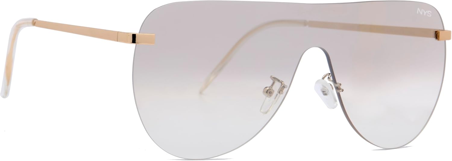 NYS Collection Rimless Oversized Flat Top Shield Sunglasses for Men Women – Aviator Style, 100% UV400 Protection - Image 2