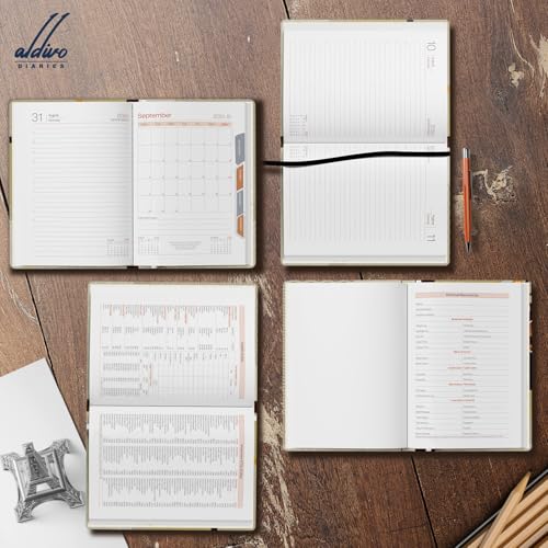 Image of ALDIVO Paper Cover Hard Bound New Year Diary 2026 | A5 Size 365 Days 2026 Daily Planner Diary with Dates, Calendar, Month Cut Index and Bookmark For Office, Personal and Corporate Use (AD622)
