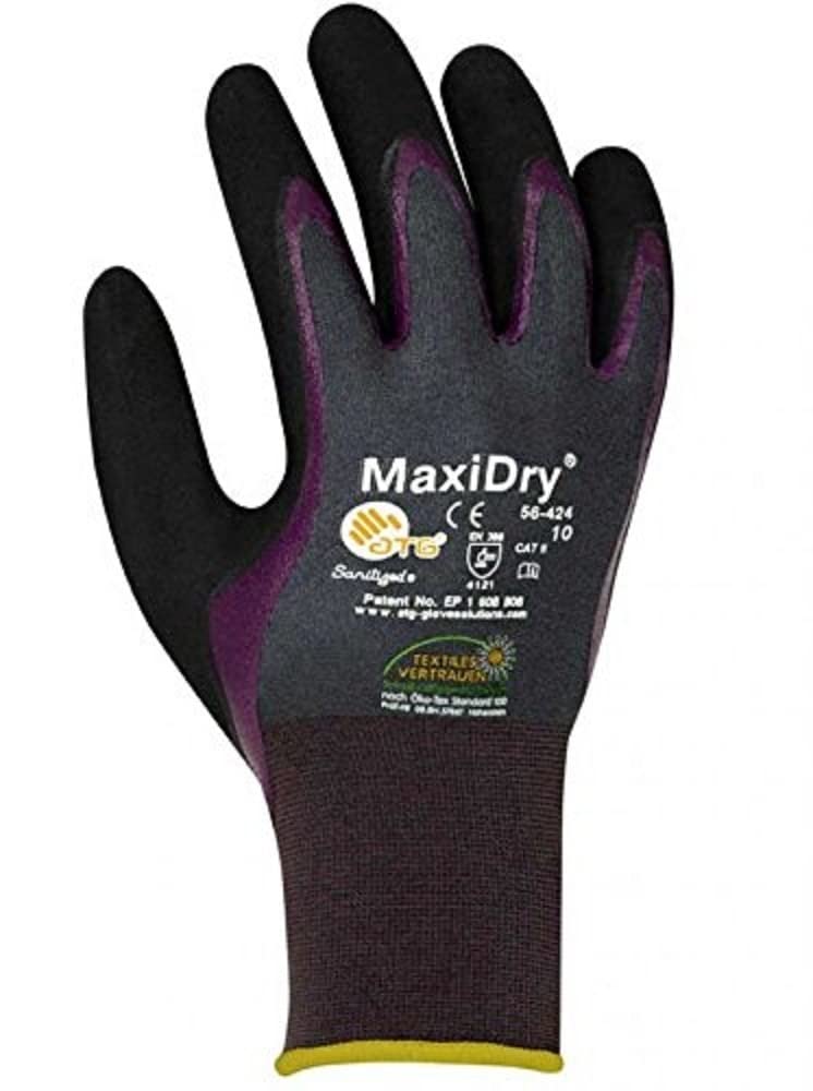ATG MaxiDry 56-424 - Guantes de Trabajo para Hombre (microespuma, protección de Mano), Morado