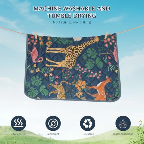 Image of IEUUMLER Washable Pee Pads for Dogs, 2 Pack Forest Pattern Reusable Waterproof Puppy Pads, Non-Slip Super Absorbent Dog Training Pad for Playpen Crate Bed EU013 Navy Blue Jungle, 36x36