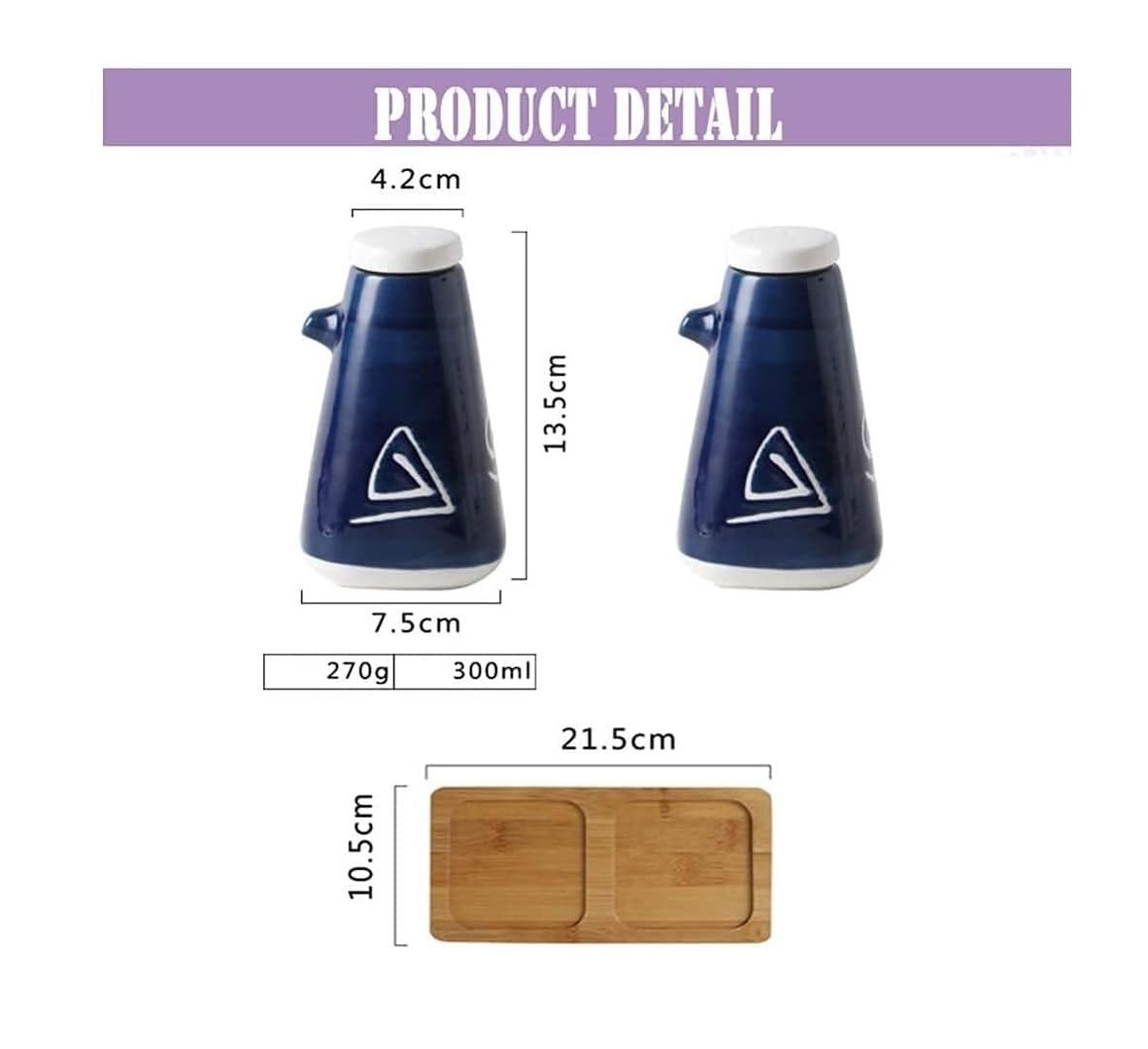 FENBNMK Essig- & Ölspender Öl- und Essigspender, Essig- und Ölflaschen-Set, Keramik, Mehrfarbig, 300 ml x 2