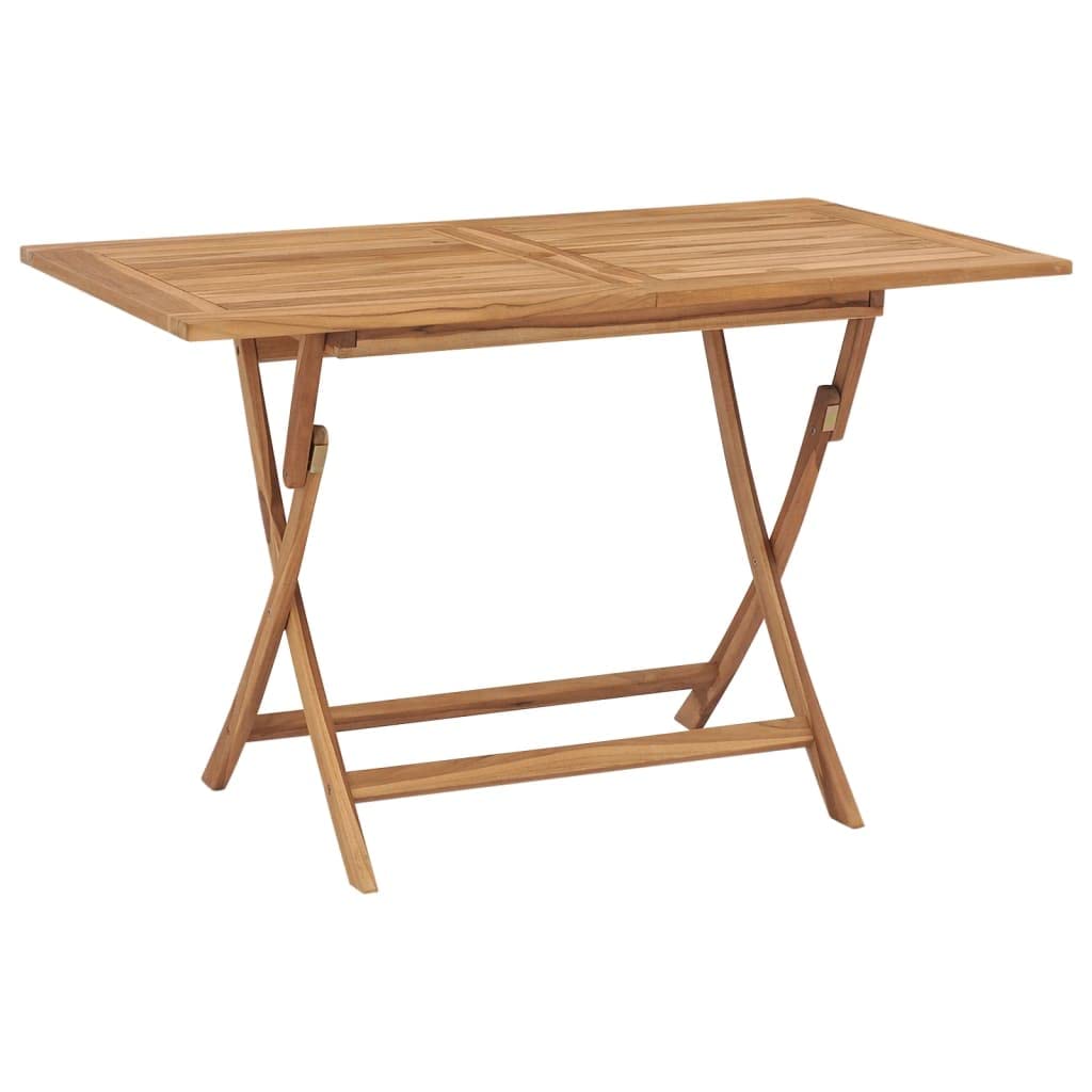 Set di mobili da giardino in legno massiccio teak, pieghevole, 120 x 70 cm, 4 sedie, resistente alle intemperie, per balcone, giardino
