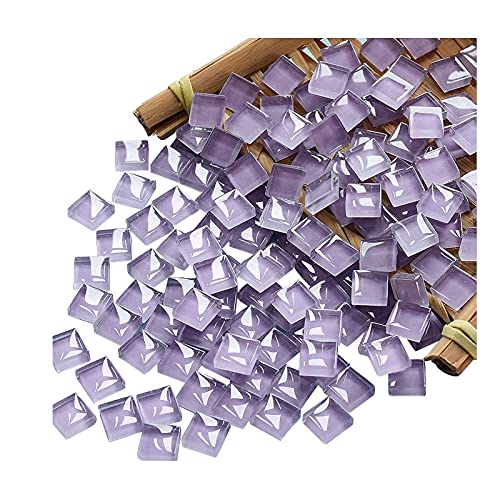 Light Purple Crystal Mosaic Tiles Squares Stained Glass for Crafts Supplies DIY Picture Frames Handmade Jewelry Coasters Art Material Decoration,1x1cm,100 Pieces