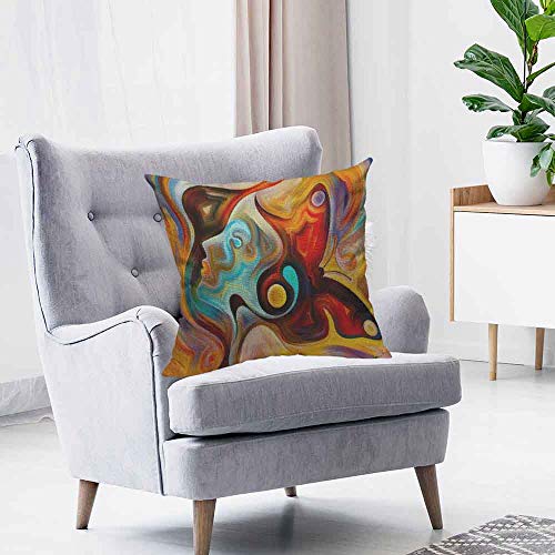 Hosnye TPC1818A64 Fractal Waved Throw Pillow Case Cushion Covers Brown, Red, Orange And Gold Watercolor Cotton Linen For Couch Bed Sofa Car Waist 18 X 18 Inch thumb #2