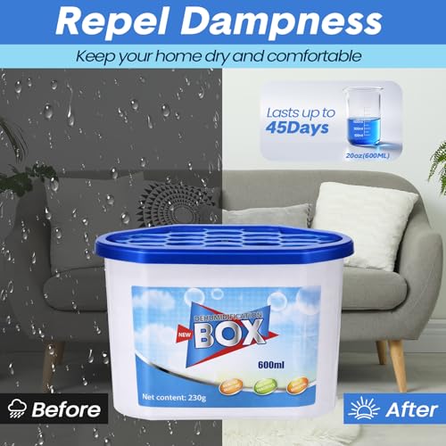Image of LemonRoad 20 Pack Moisture Absorbers 20 oz 600 ml Calcium Chloride Dehumidifier Humidity Absorber Buckets for Boats Closet Bathroom Rv Car Kitchen Basement Odor Remover, 4.1 x 6.1 x 3.3 Inch