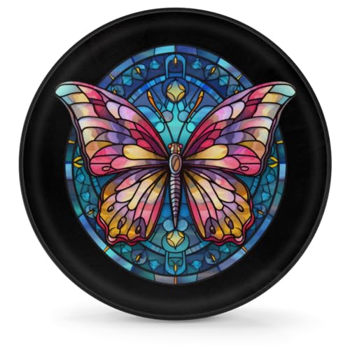 Image of Spare Tire Cover for RV Trailer, Butterfly Black Tire Covers Universal Fit for Travel Trailer Camper Jeep RV SUV Truck Waterproof Wheel Cover (16 inch for Diameter 29 inch - 31 inch)