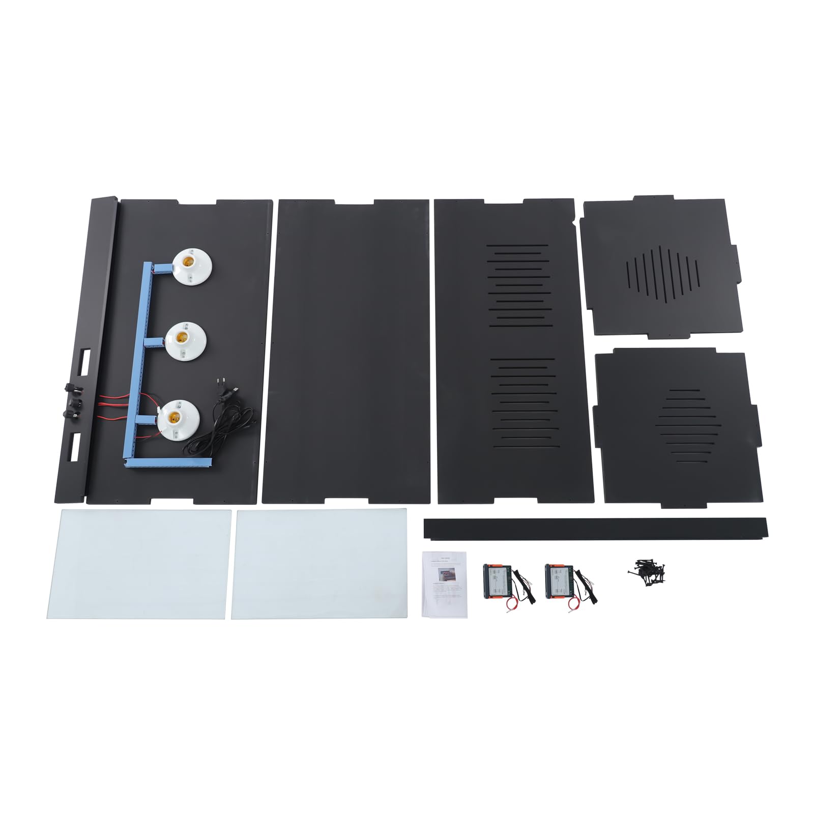 Terrario rettile, 80 x 40 x 40 cm, con finestra scorrevole, termometro fino a 40 ℃ e ventilazione laterale, scatola di alimentazione per tartarughe, camaleonte, lumache, ragni, iguana, geco (nero)
