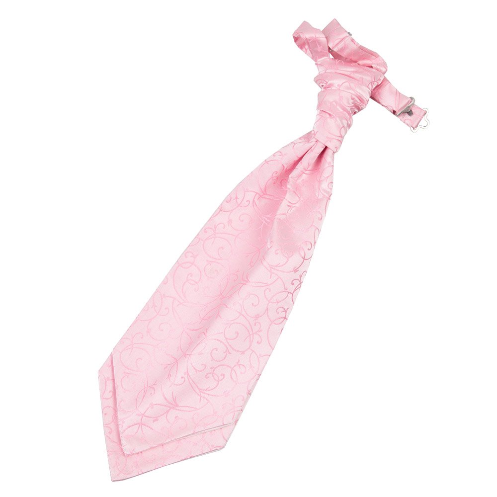 Dqt Men's Baby Pink Swirl Floral Jacquard Pre-Tied Scrunchie Cravat - Wedding, Business & Formal Wear