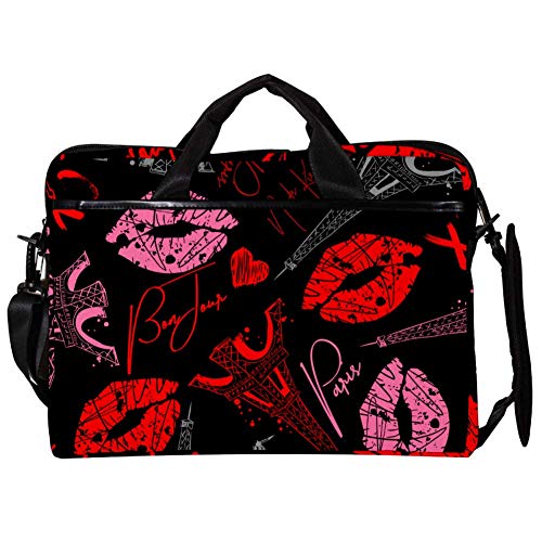 Funda de Eiffel para laptop de 14 a 15.4 pulgadas de neopreno blando con labios rojos