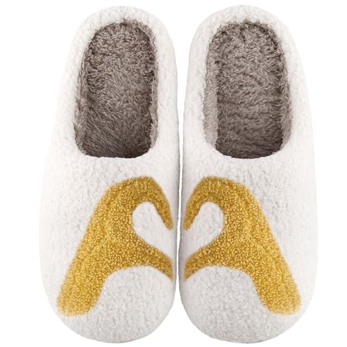 Aucomfo Christmas Slippers Heart Hands Slippers For Women Men Music Lover Gifts Christmas Gifts Gold Decor For Women WomenS MenS Cozy Fuzzy Memory Foam House Slipper Gold Hands 41-42