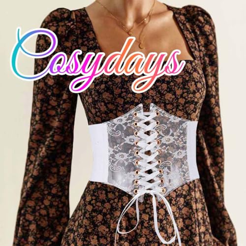 COSYDAYS Lace Corset Belt Black Wide Elastic Waist Belts Tied Waspie Corset for Women3