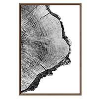 SIGNWIN Canvas Wall Art Black and White Trees Ring Detail Print Nature Wilderness Mixed Media Farmhouse/Country Closeup Relax/Calm Duotone for Living Room, Bedroom, Office - 16