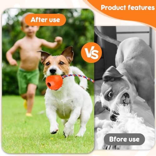 Produktbild von Hundetraining Spielzeug 3 Stück Hundespielzeug Ball Mit Seil - Naturkautschuk Wurfball Für Hunde (Rot) Naturkautschuk Spielzeug