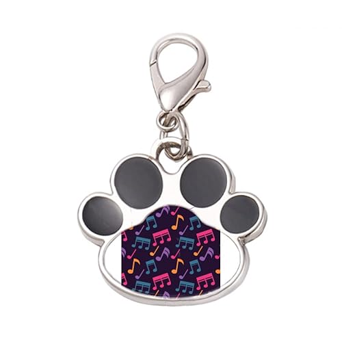 DIYthinker?Colourful Music Notes Black Pet Tag Keychain Dog Cat ID