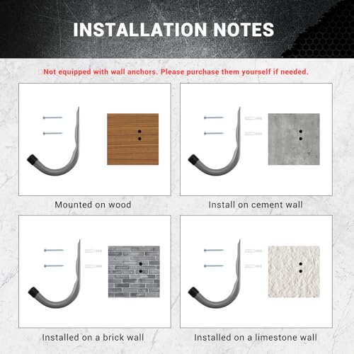 Garage-Hooks-4-Inch-Heavy-Duty-Steel-J-Hooks-for-Wall-12-Pack-Gray-30-Lb-Load-Per-Hook-PP-Coated-Tips-Help-Protect-Items-Garage-Storage-Hooks-Organize-Ladders-Bikes-Tools-And-Hoses
