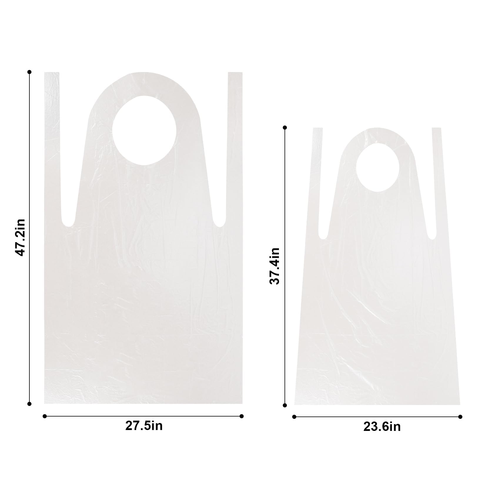 MAQIHAN 50 Plastic Disposable Aprons Adults - 3ft/95cm Waterproof Thick Plastic Aprons Kids Painting Smocks Eating Bibs Elderly Hair Dye Tattoo Grooming Baking Cooking Dishwashing Kitchen Restaurant