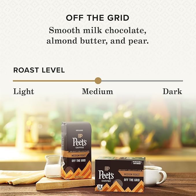 Image of Peet's Coffee, Medium Roast Keurig K-Cup Pods, 100% Arabica Coffee - Off The Grid 10 Count (1 Box of 10 Pods)