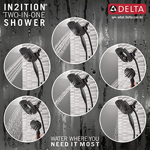 Image of Delta Faucet Ashlyn 17 Series Dual-Handle Delta Shower Trim Kit with In2ition 2-in-1 Shower Head with Handheld Spray, Matte Black Shower Fixture, Matte Black T17264-BL-I (Valve Not Included)