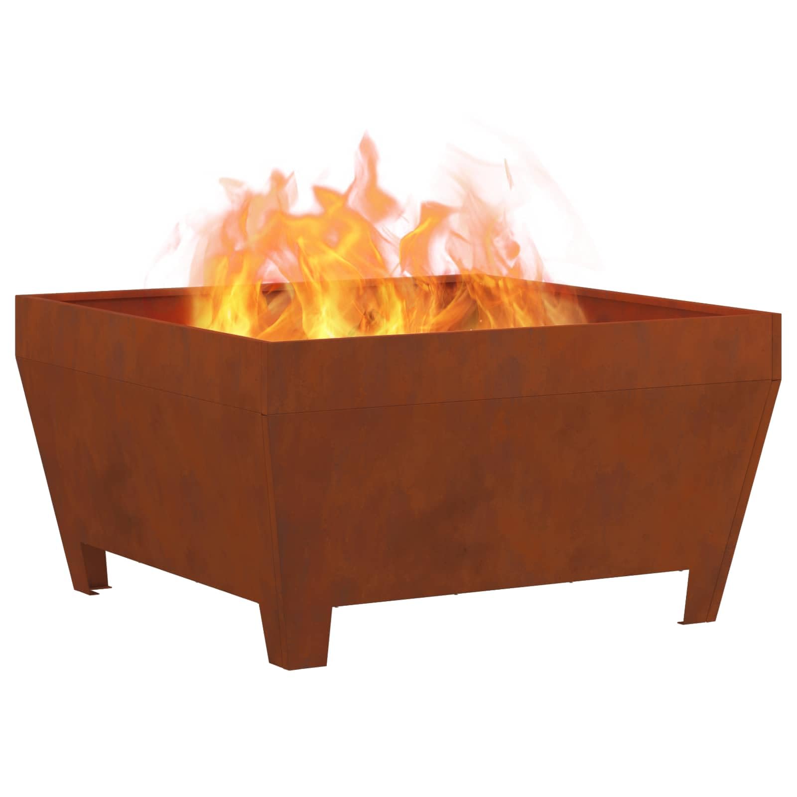 vidaXL Hoguera Marrón 80 x 80 x 43 cm Acero autopatinable, Cubierta para fogata Moderna, Ideal para jardín y terraza, protección a Prueba de Clima, Acero Resistente | Hecho para exteriores, materiales que duran para siempre sin oxidarse, el aspecto desgas