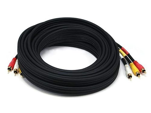 Miniatura 5 de Monoprice 102181 Cable compuesto de doblaje de video estéreo RCA triple de 50 pies (3 x cable RG59U), negro