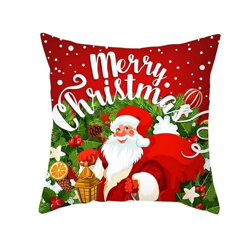 Chenlane Silk Pillow Covers Standard Size Zippered Cushion Backrest Christmas, Outdoor Throw Sofa With Bright Smooth Thickened 50x50 cm, 1Pcs