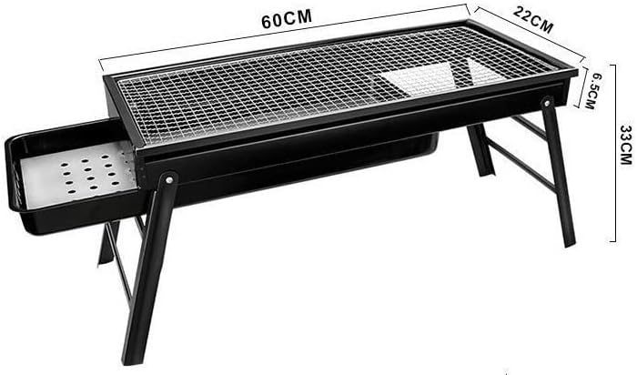 Miniatura 2 de Parrilla de carbón portátil para barbacoa de carbón de leña de acero inoxidable plegable para cocinar al aire libre, camping, parrilla de carbón