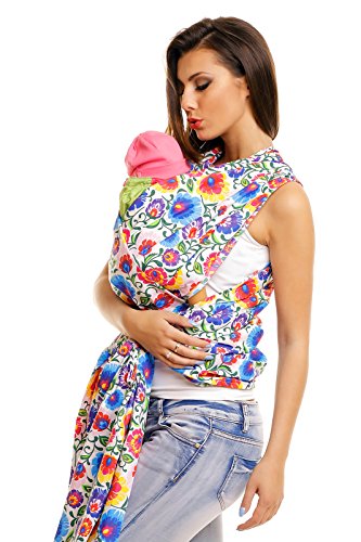 Babydraagdoek baby draagdoek buikdrager babydrager met een wit bloemenmotief - Image 4