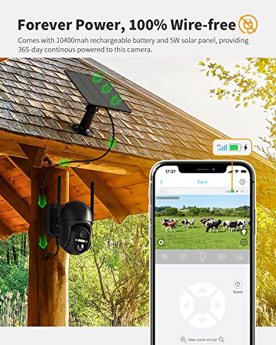 Ebitcam 4G Lte Cellular Security Camera Includes Sd/Sim Card, Solar Powered Cameras Work No Wifi, 2K Live Video, 360° Full View, Motion Activated, Siren Alert, Sd/Cloud Storage, Playback, Night Vision #TOP2