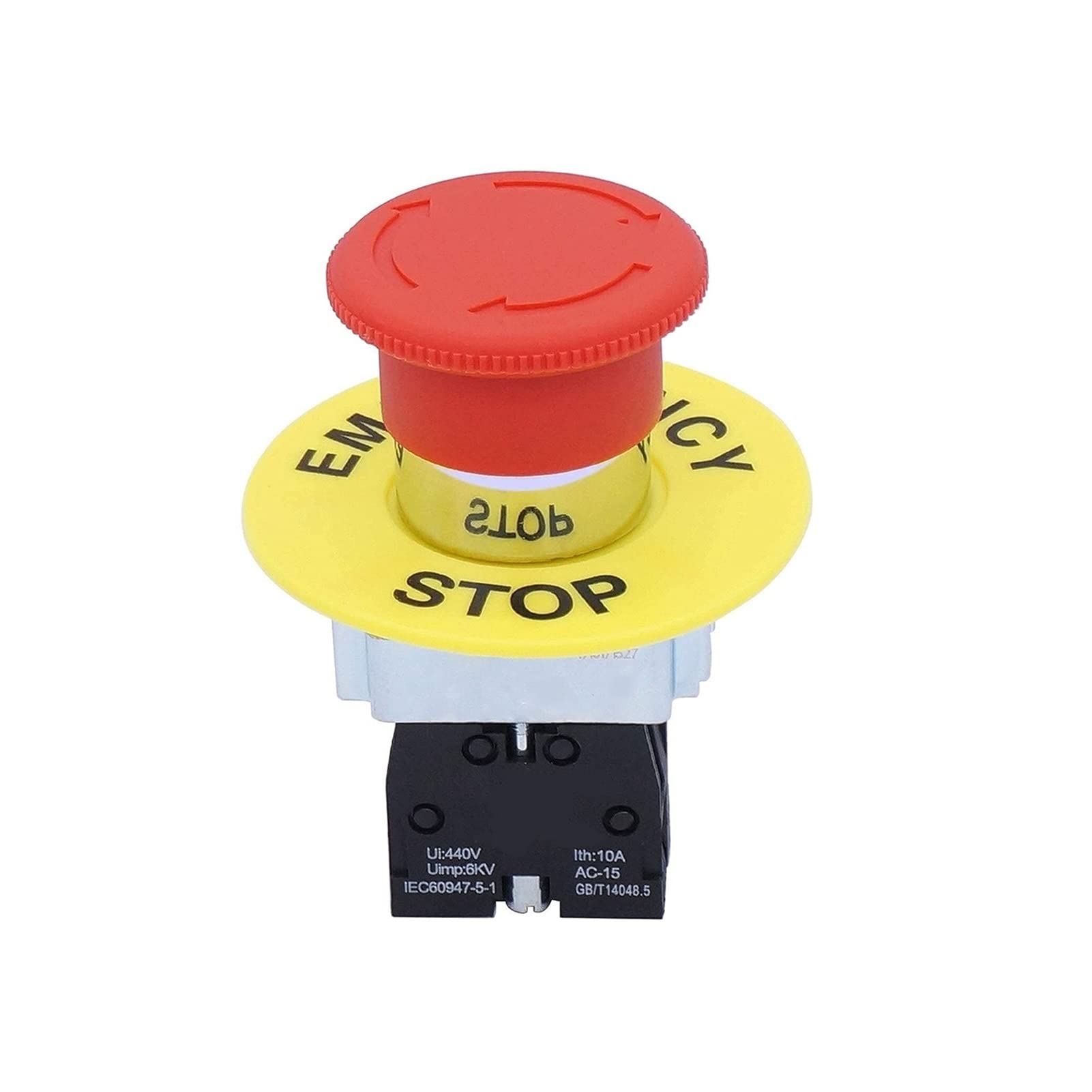 Bouton d'arrêt d'urgence 22mm à verrouillage 10A pour circuit