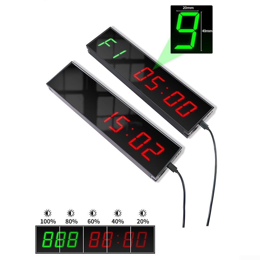 Temporizador digital de gimnasio de 1.5 pulgadas LED reloj de intervalo