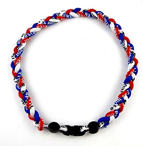 MapofBeauty 18" Sport Three Colors Three Braided Rope Tornado Necklace (Royal Blue/Red/White)