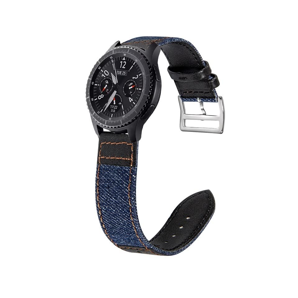 Bracelet de montre en cuir et nylon 22mm Agate pour Garmin Vivoactive 4