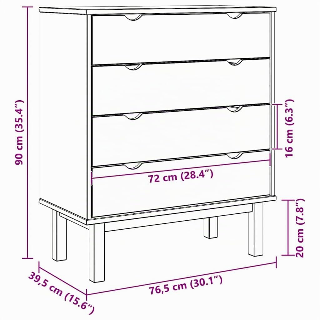 vidaXL Cómoda Cajonera Almacenamiento Organizador Mueble Dormitorio Cocina Salón Entrada Aparador Armario Decoración de Madera Maciza de Pino