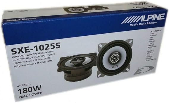ALPINE SXE-1025S SXE 1025S Dual Speaker Diffuser 10.00 cm 100 mm 4 25 Watt rms e 180 Watt max. System Coaxial 2 Standard Door Automobile for Artificial Vehicle