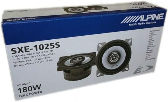 ALPINE SXE-1025S SXE 1025S Dual Speaker Diffuser 10.00 cm 100 mm 4 25 Watt rms e 180 Watt max. System Coaxial 2 Standard Door Automobile for Artificial Vehicle