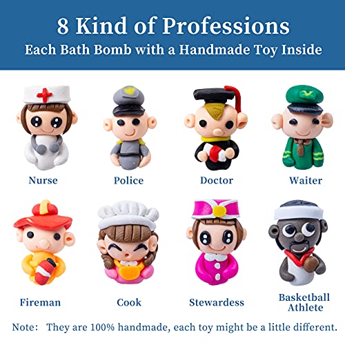 Bath Bombs For Kids With Surprise Toy Inside, Colorful Handmade Natural Bath Ball With Professionals Career Figurine, Children Moisturizing Spa Fizzy Bath Bomb With Coconut Oil Gift Set For Girl Boy #TOP2