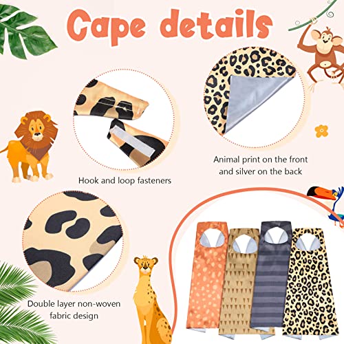 Leitee 4 Sets Safari Party Favors Animal Mask And Capes Jungle Theme Mask Cosplay Capes Wild Safari Birthday Decorations Zoo Animal Costumes For Kids Girls Boys Dress Up Christmas Supplies, 4 Styles #TOP4
