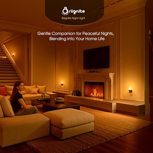 Image of Briignite Candle Night Light, Amber Night Lights Plug into Wall 2 Pack, LED Vintage Night Light with Light Sensor, 0-100LM Dimmable Nightlight Plug in, Nightlight for Kids Hallway Bathroom Bedroom