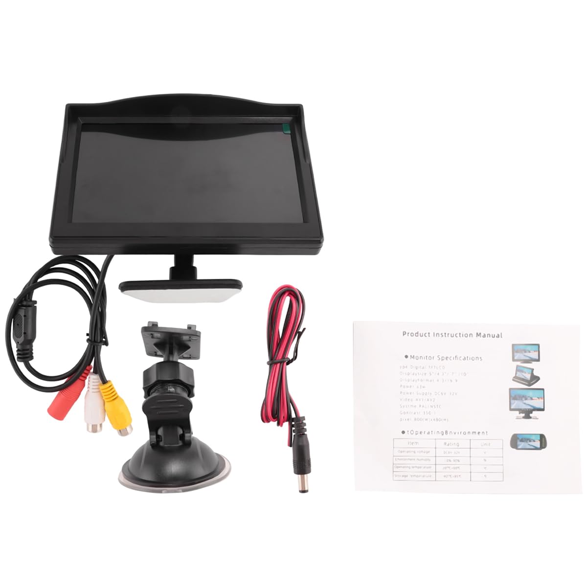 12,7 cm (5 cali) 800 x 480 TFT LCD HD ekran monitora z podwójnym uchwytem do samochodowej kamery cofania/kamery cofania/DVD/odtwarzacza multimedialnego