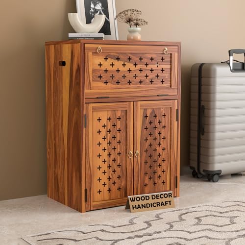 Image of Solid Wooden Inverter Battery Cabinet | Single Battery Box | Wooden Inverter Battery Cabinet | Battery Box | Sheesham Wood, Standard (Natural Finish)