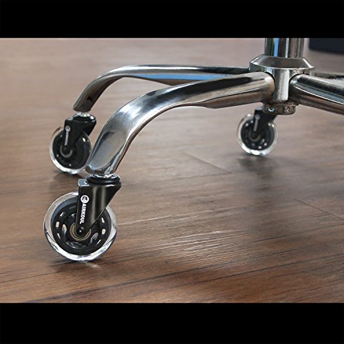 AIRKOUL Office Chair Caster Wheels, 5Pcs 3 Inches PU Replacements Wheels Universal Fit Safe for Hardwood & Carpet Floor,Smooth & Quiet
