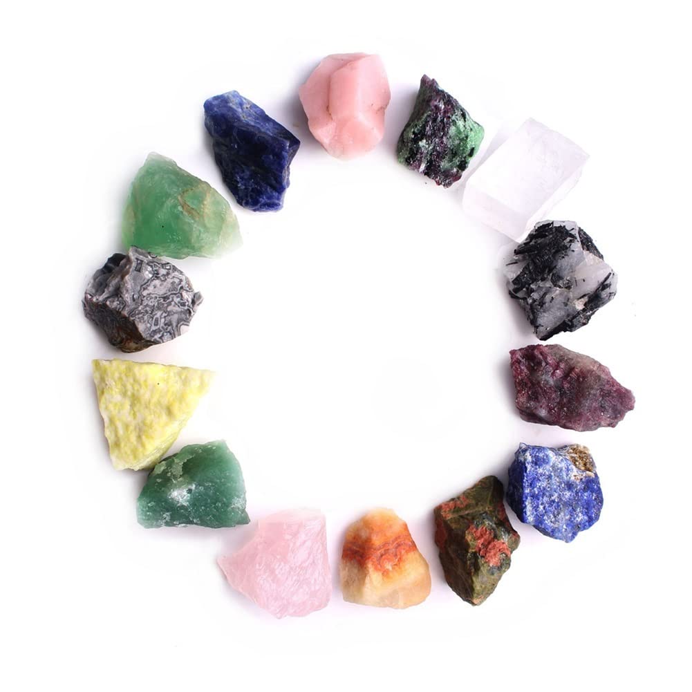 Cristallo naturale grezzo 14 tipi di cristallo burattato Pietra rocciosa Quarzo grezzi Campione Mini pietra preziosa Reiki Decorazione acquario Regalo Bellissima pietra di cristallo naturale DINZHHENG