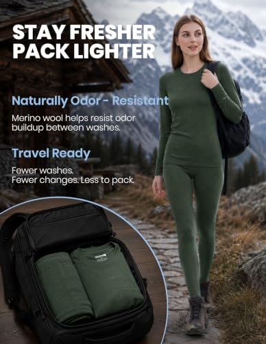 Image of Iguana Womens 100% Merino Wool Base Layer Set Active Thermals