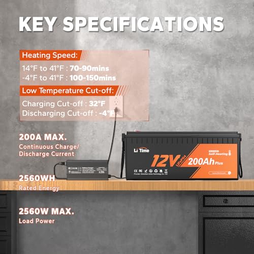 Image of Litime 2Pack 12V 200Ah Plus LiFePO4 Lithium Battery, Self-Heating & Low Temperature, 2560Wh Energy, Built-in 200A BMS, 4000+ Deep Cycles for RV Home Energy Storage and Off-Grid etc.